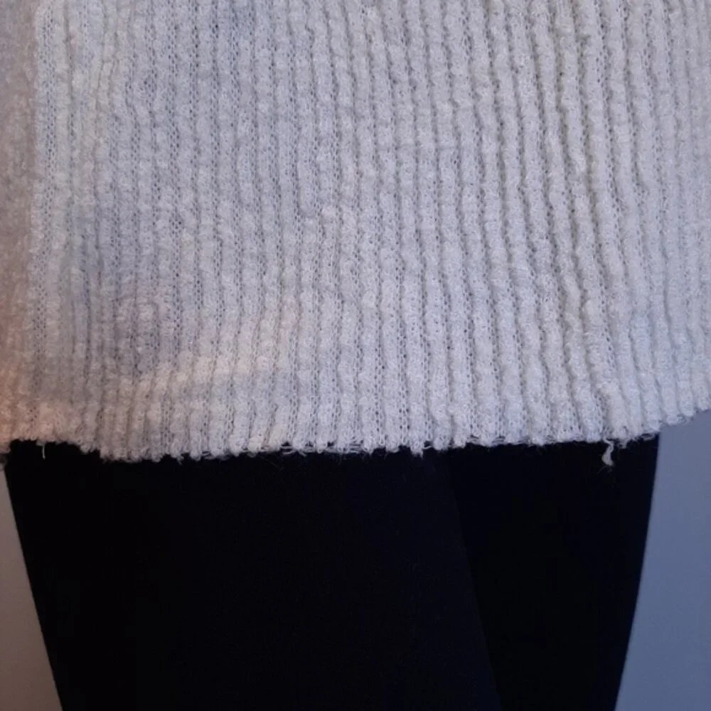 NEW Zara Oversized Ribbed Knit Short Sleeve Sweater Raw Hem Slouched Ivory - Picture 8 of 13